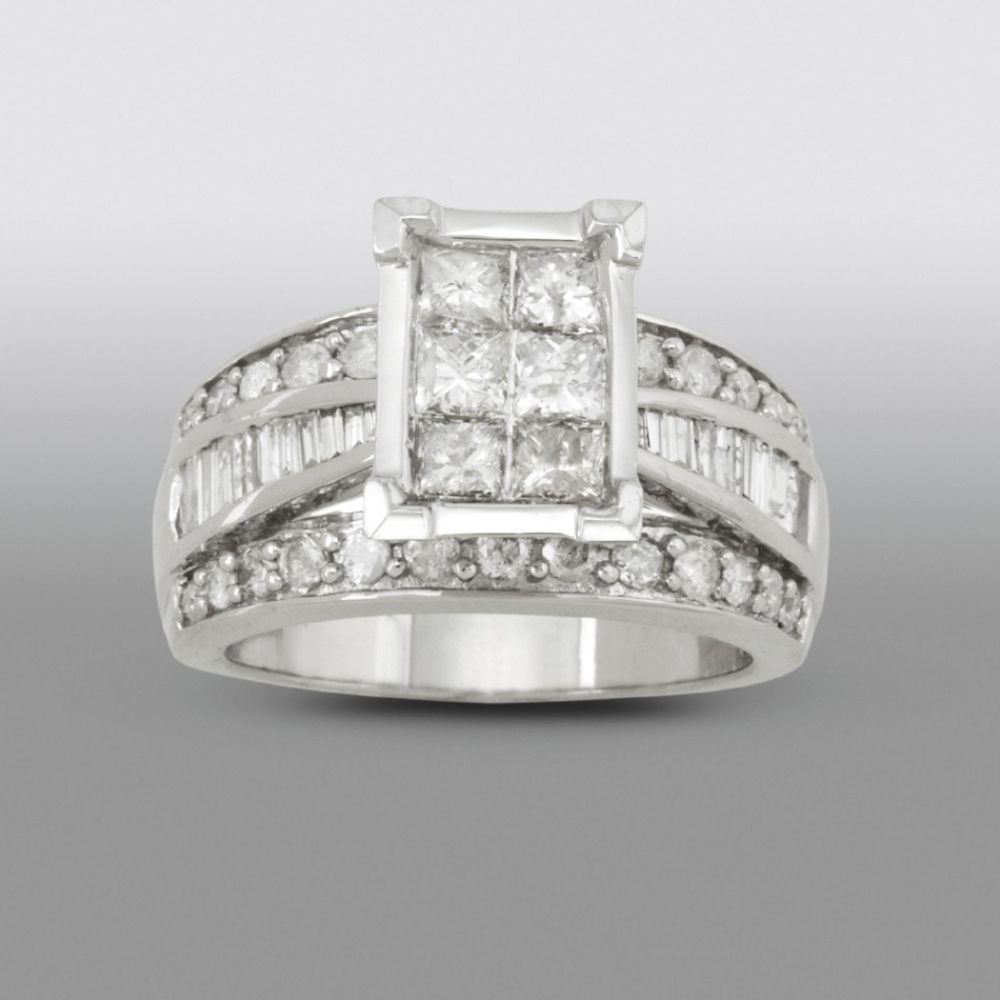 2 cttw Princess Composite Diamond Engagement Ring in 14K White Gold
