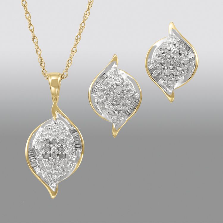 1/3 cttw Diamond Earring & Pendant Set in 14K Over SS at Kmart.com