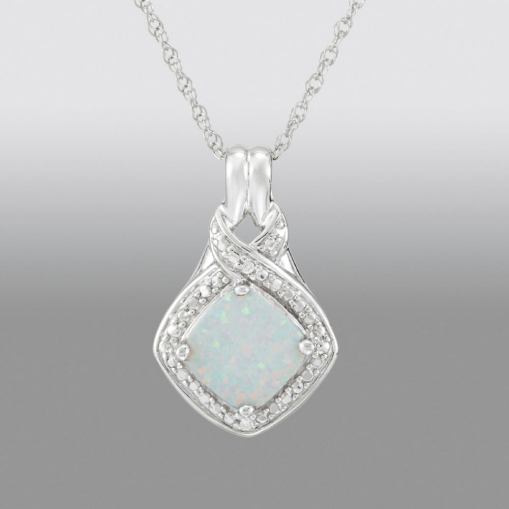 Created Opal Checkerboard Cut Gemstone Diamond Pendant at Sears.com