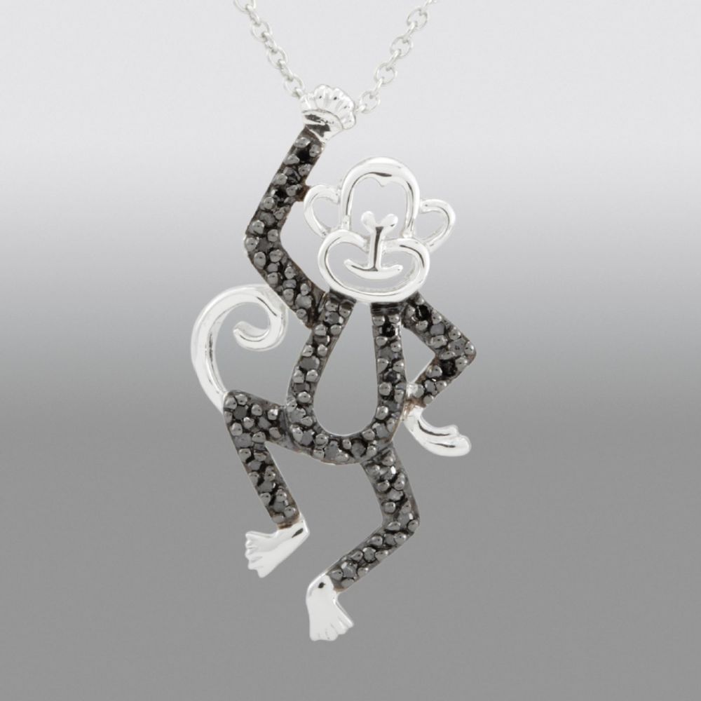 1/10 cttw Black Diamond Monkey Pendant in Sterling Silver at Sears.com