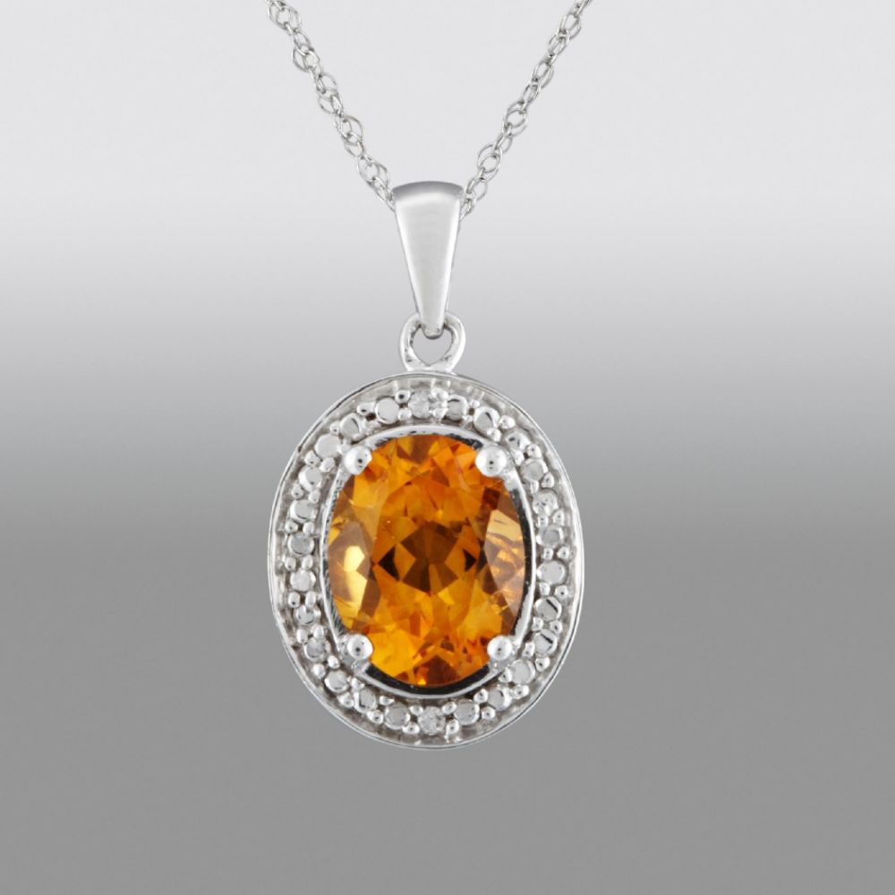 Citrine Oval Gemstone Diamond Pendant at Sears.com