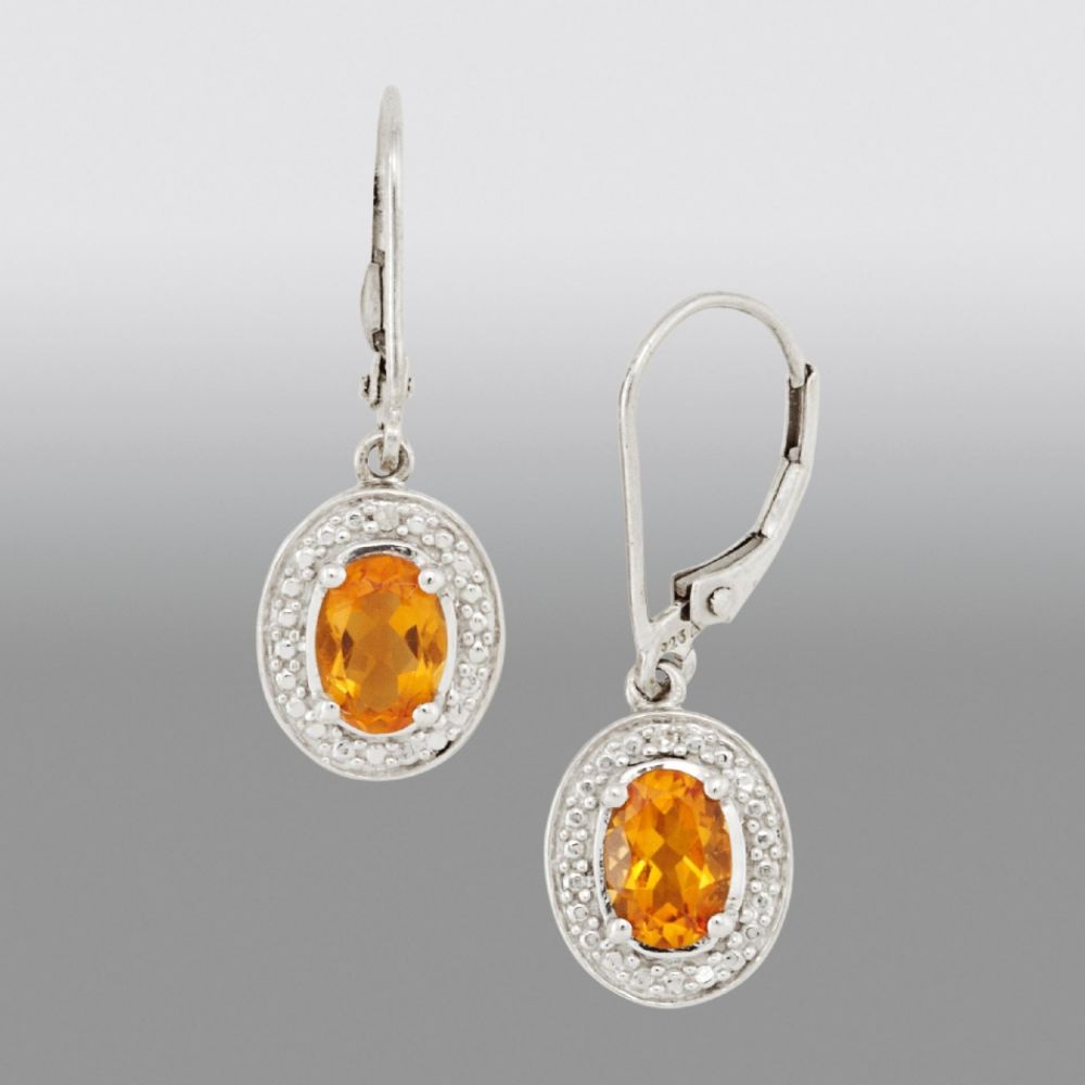 Citrine Oval Gemstone Diamond Earrings at Sears.com