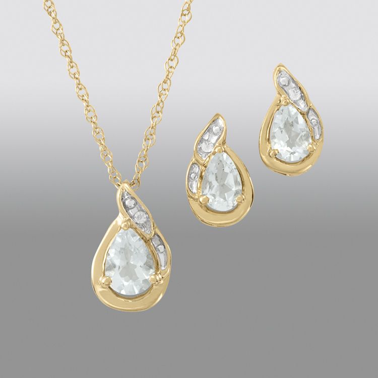 Aquamarine Pear Pendant and Earring Set at Sears.com