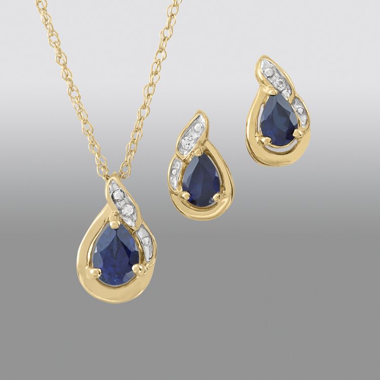 Created Sapphire Pear Pendant and Earring Set at Sears.com