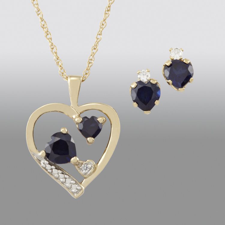 Created Sapphire Double Heart Pendant and Earring Set at Sears.com