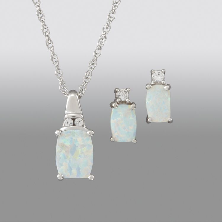 Created Opal Cushion Cut Pendant and Earring Set at Sears.com