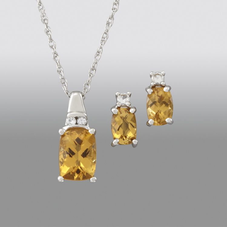 Citrine Cushion Cut Pendant and Earring Set at Sears.com