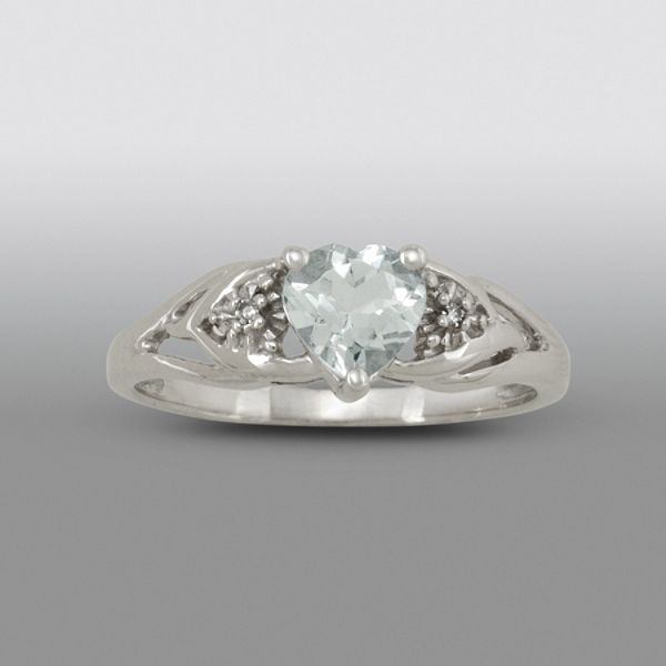 Heart Shaped Aquamarine Ring With Diamond Accents