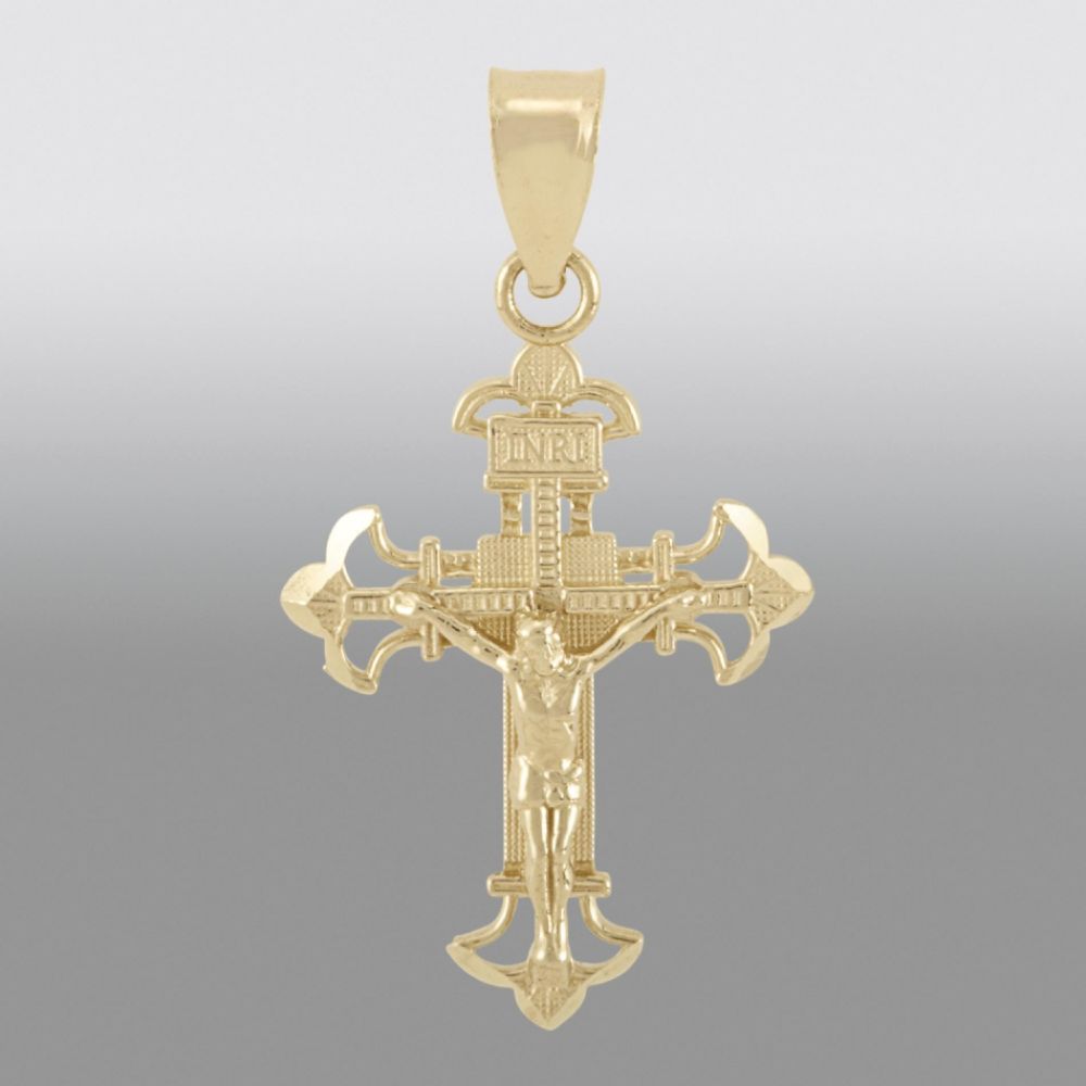 14K Yellow Gold Crucifix Charm