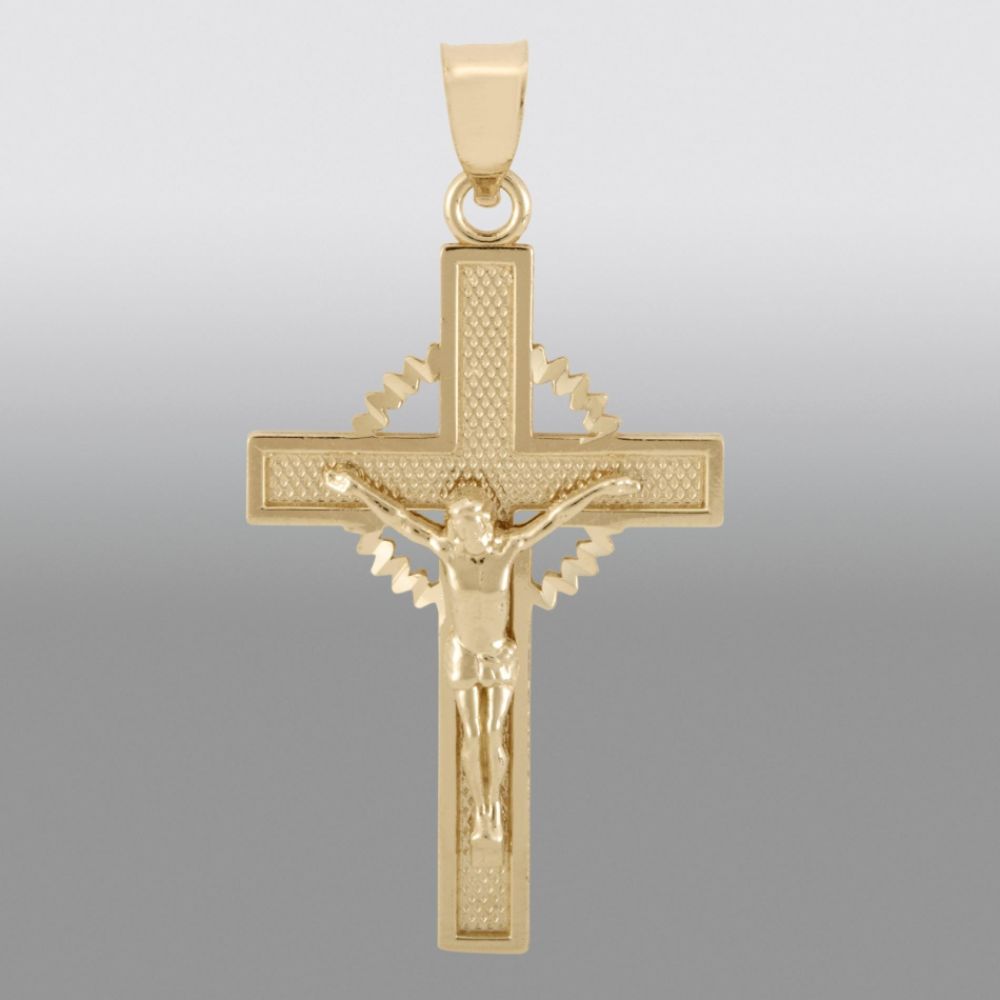 14K Yellow Gold Crucifix Charm