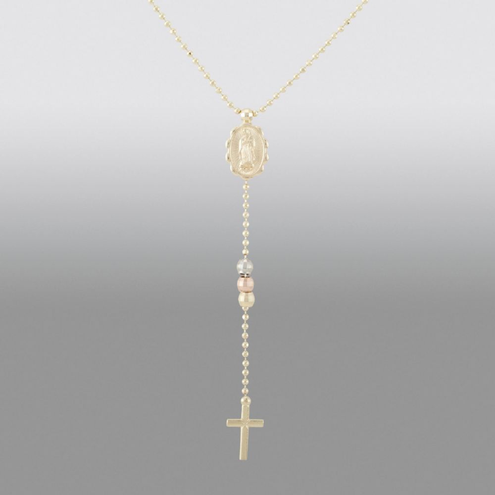 14K Tri-color Gold Rosary, Guadalupe Medal and Cross Necklace at Sears.com