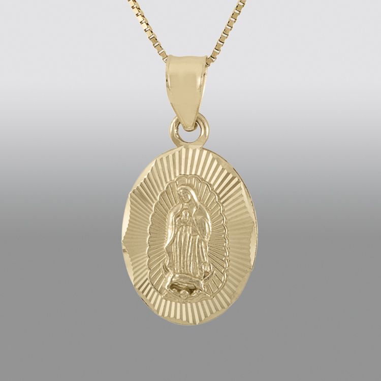 14K Yellow Gold Guadalupe Medal Pendant with 15 Box Chain at Sears.com