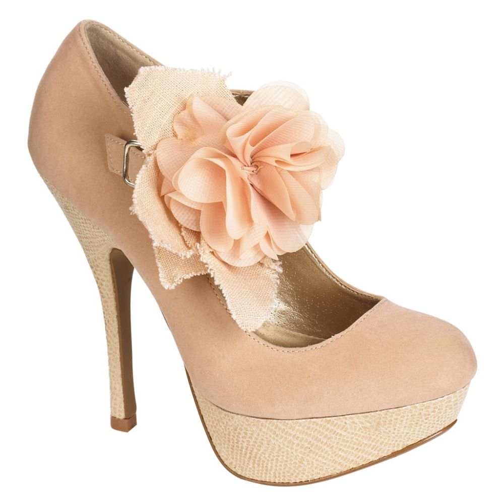Qupid Women's Olwyn Velvet Flower Mary Jane - Nude at Kmart.com