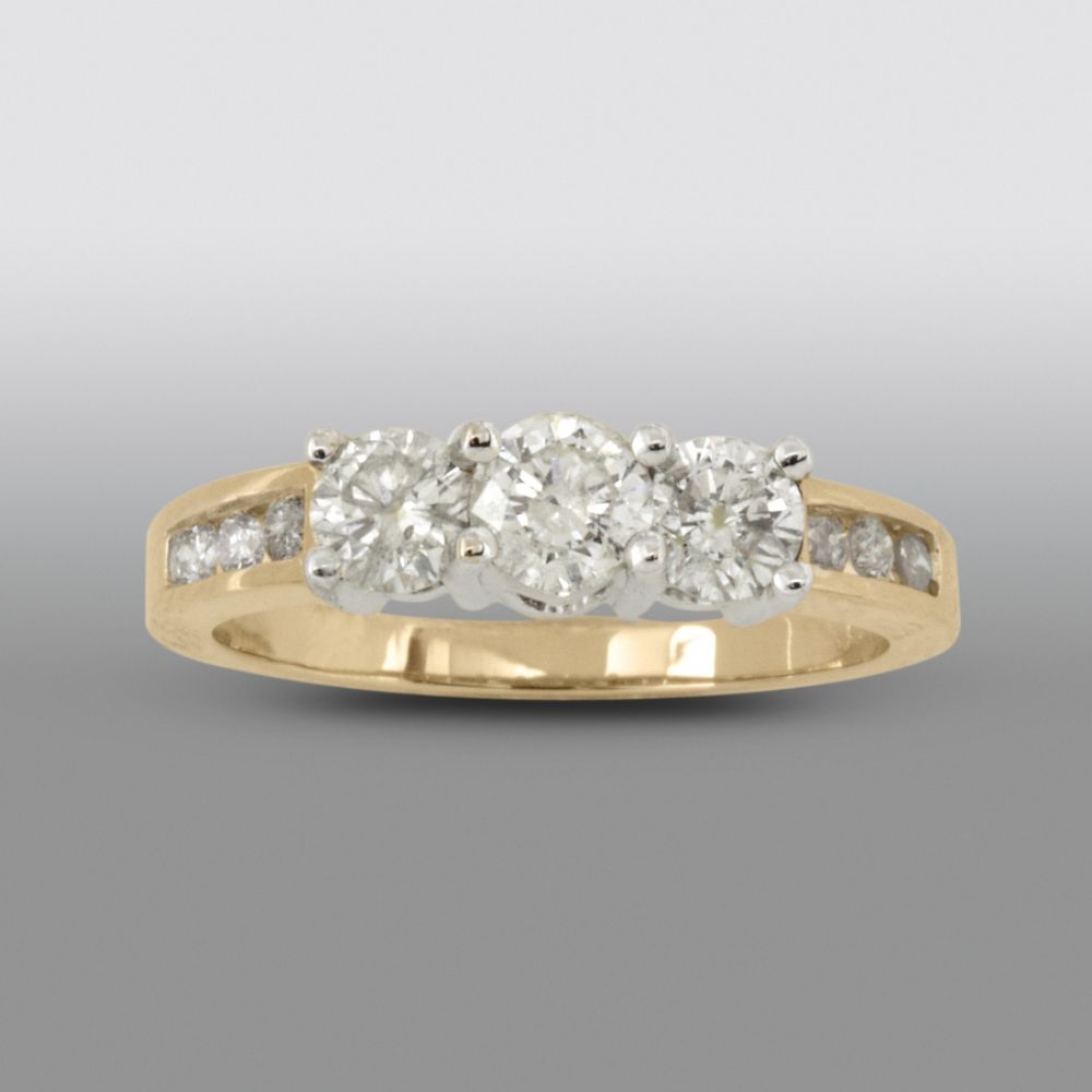 1cttw Round Diamond 3-Stone Plus Ring in 14k Yellow Gold at Sears.com