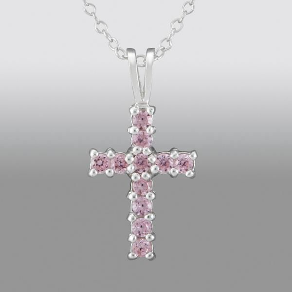 Girls Pink Cubic Zirconia Cross Pendant in Sterling Silver at Sears.com