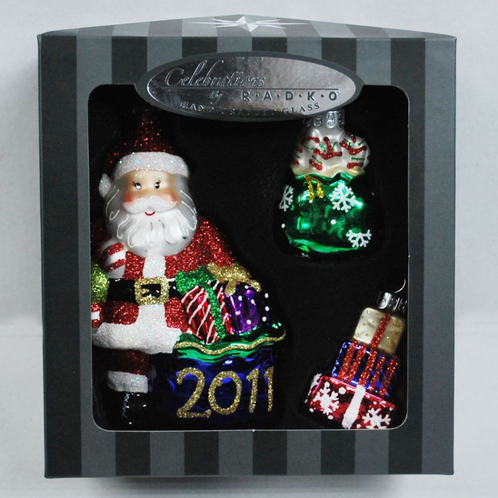 Celebrations by Radko 3ct. Glass Figural Ornament Set - Santa With Presents at Kmart.com
