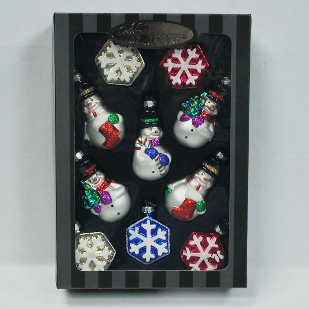 Celebrations by Radko 10ct. Miniature Glass Figural Ornament Set - Snowmen And Snowflakes at Kmart.com