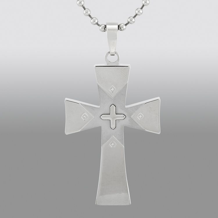 Mens Stainless Steel & Diamond Accent Cross Pendant at Sears.com