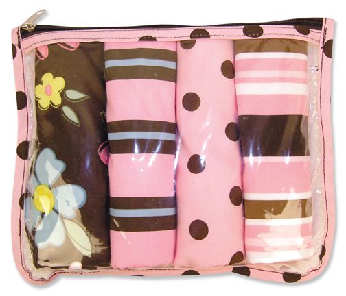 Trend-Lab Zip Pouch 4pk Burp - Blossoms