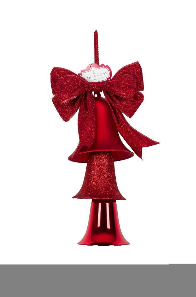 Trim a Home 8in x 16in Red Glitter Bow With Three Red Bells at Kmart.com