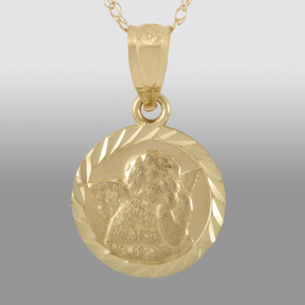 Childs Diamond Cut Angel Medal Pendant. 14K Yellow Gold at Sears.com