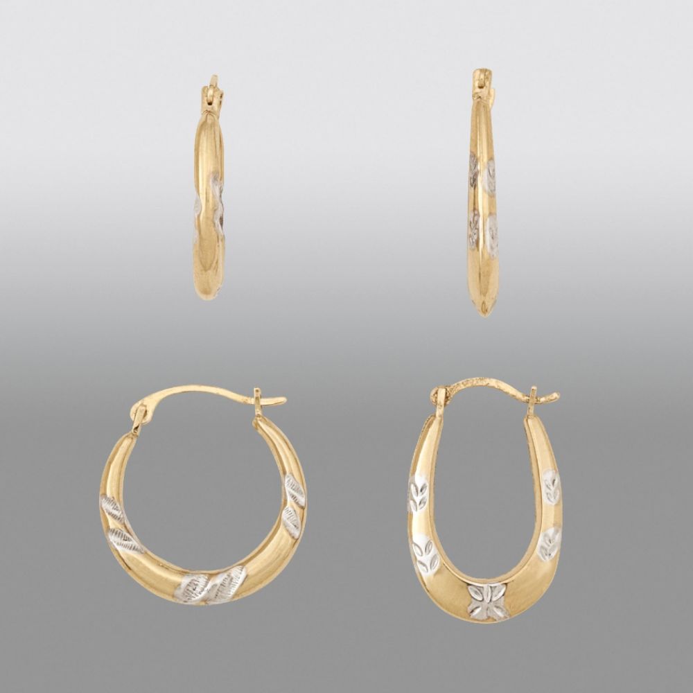 Two-tone Hoop Earring Set in 14K Gold and Sterling Silver at Sears.com