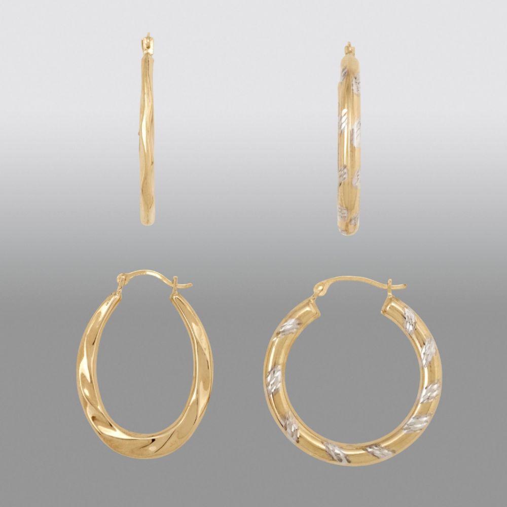 Two-tone Hoop Earring Set in 14K Gold and Sterling Silver at Sears.com