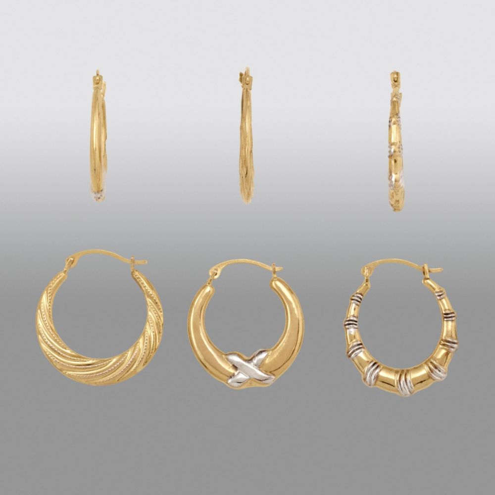 Two-tone Hoop Earring Set in 14K Gold and Sterling Silver at Sears.com