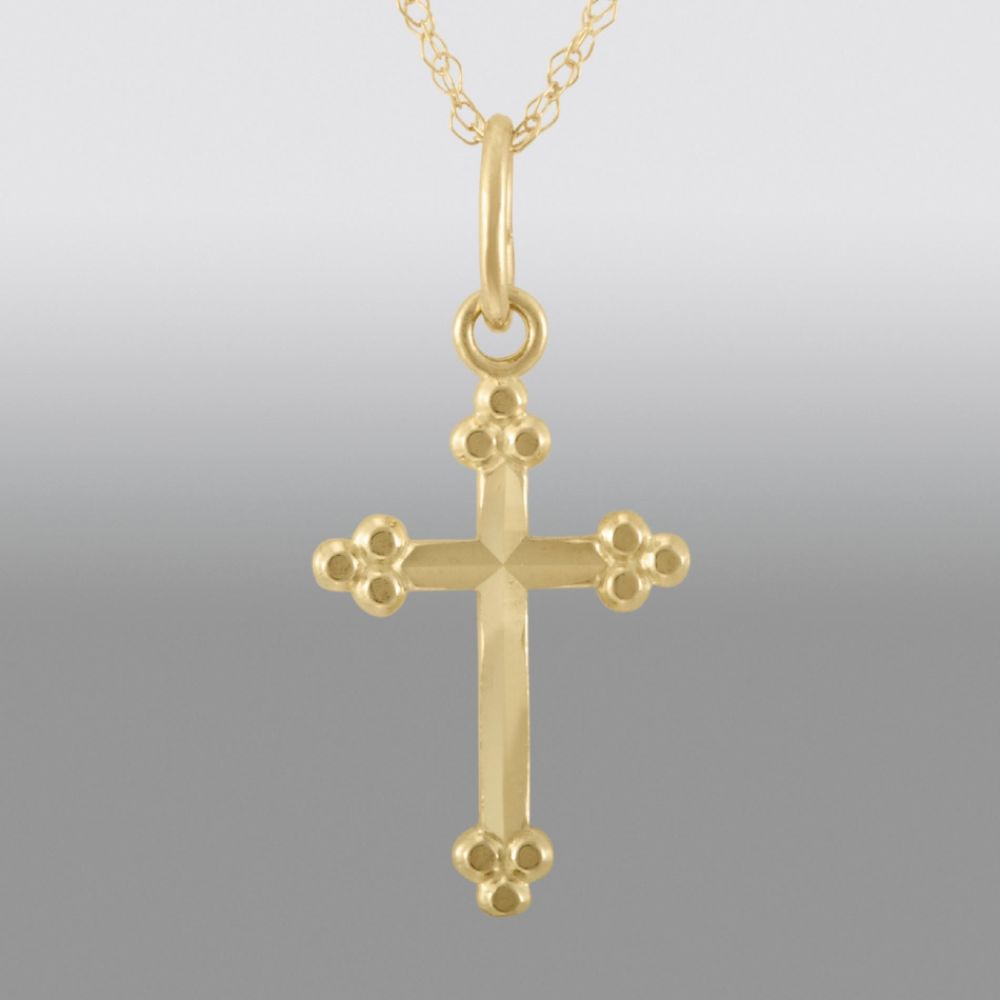 Childs Bead Edge Cross Pendant. 14K Yellow Gold at Sears.com