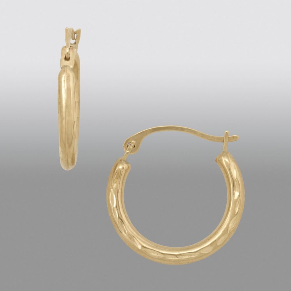 14K Gold Diamond Cut Hoop Earrings at Sears.com
