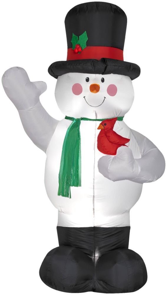 Airblown 8ft Christmas Snowman with Cardinal