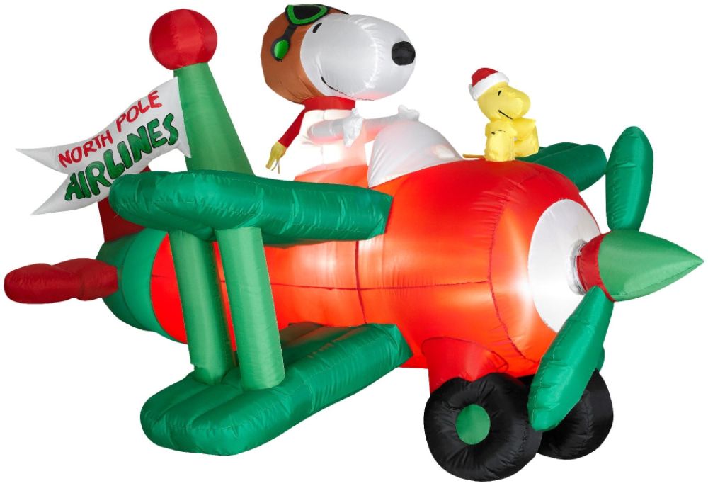 Airblown Animated Christmas Snoopy in Bi-Plane