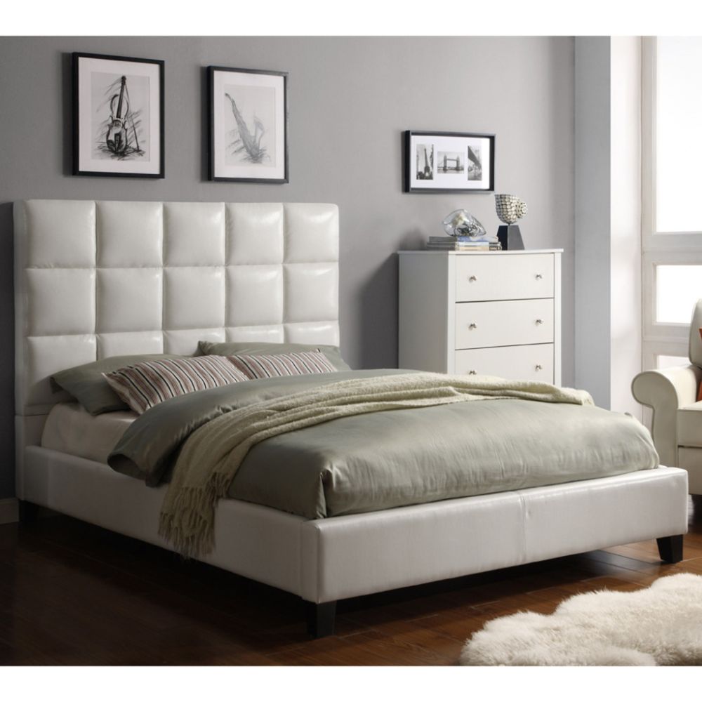 Oxford Creek Full Bed Tufted Faux Leather White at Kmart.com