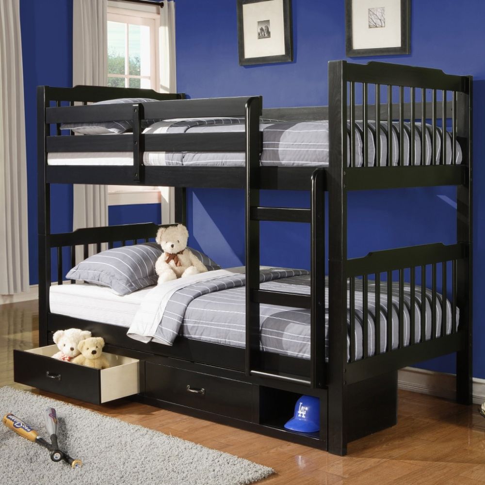 Oxford Creek Twin Bunk Bed with storage drawer in Black