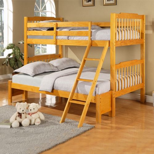 Oxford Creek Twin Full Bunk Bed in Honey Pine 