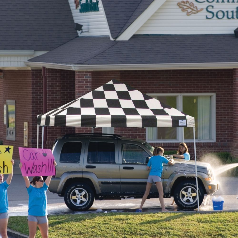 Shelter Logic 12x12 Open Top Pro Pop-up Canopy Checkered Flag Cover