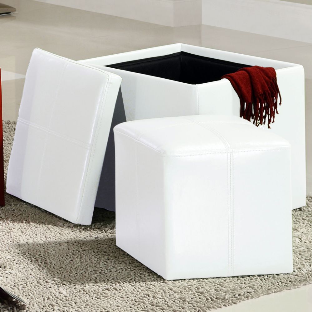 Oxford Creek Storage Cube Ottoman in White