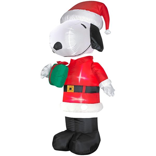 Peanuts Airblown 5ft Santa Snoopy With Present
