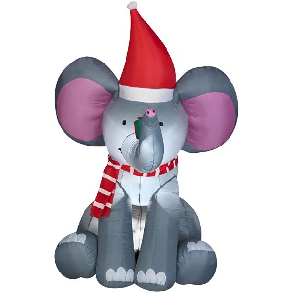 Airblown 6ft Elephant With Santa Hat