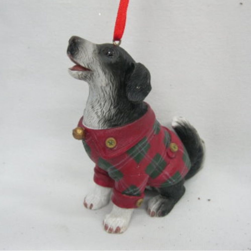 Vintage Christmas Resin Dog Ornament - Black