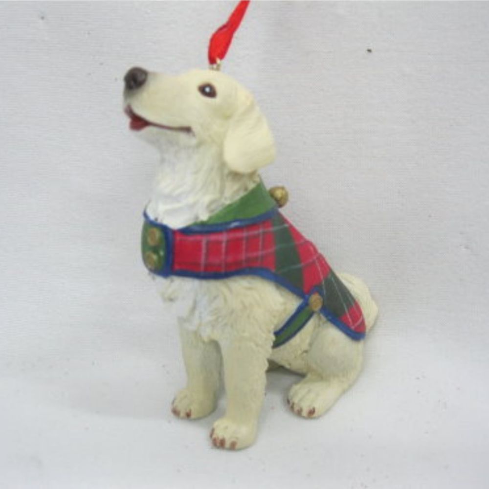Country Living Vintage Christmas Resin Dog Ornament - White