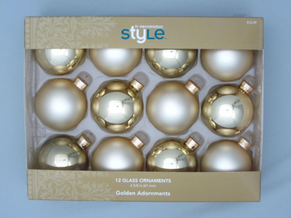 Ty Pennington Golden Adornments 12ct 67mm Glass Ball Ornaments price decreased by 50%