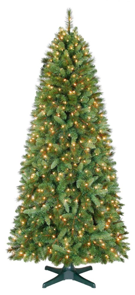 Country Living&nbsp; 7.5ft Aspen Slim Pine Christmas Tree with 600 Clear Lights