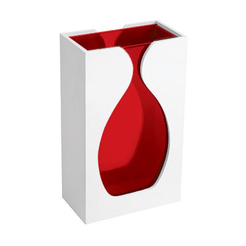 DonnieAnn Red Glass Vase w/White Wooden Case