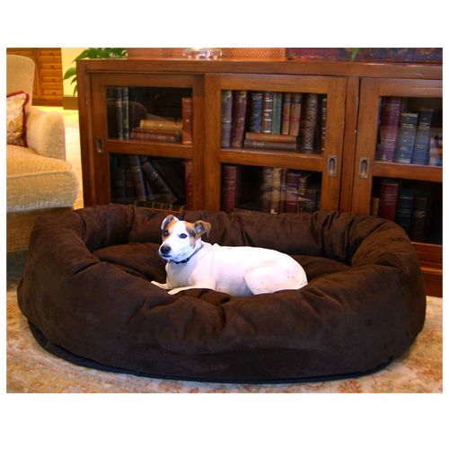 Majestic Pet 52in Bagel Dog Pet Bed Suede Chocolate