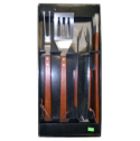 4pcs BBQ set w/rubber wood handle