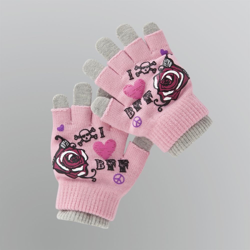 Girl's 2-in-1 Stretch-Knit Gripper Magic Gloves Carnation
