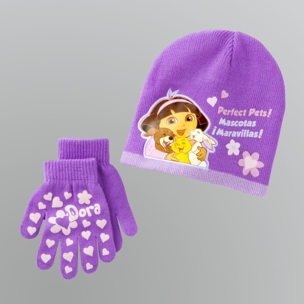 Girl's Knit Hat and Gloves Set