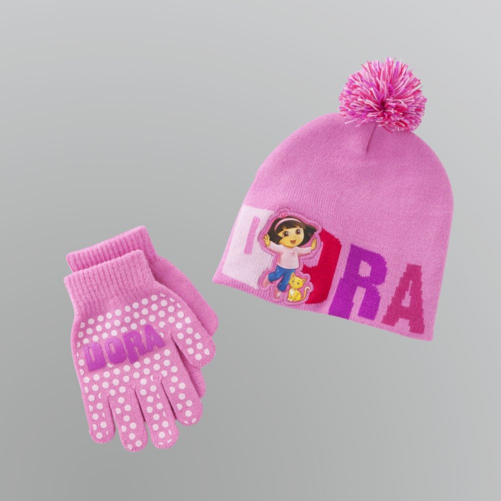 Girl's Knit Hat and Gloves Set