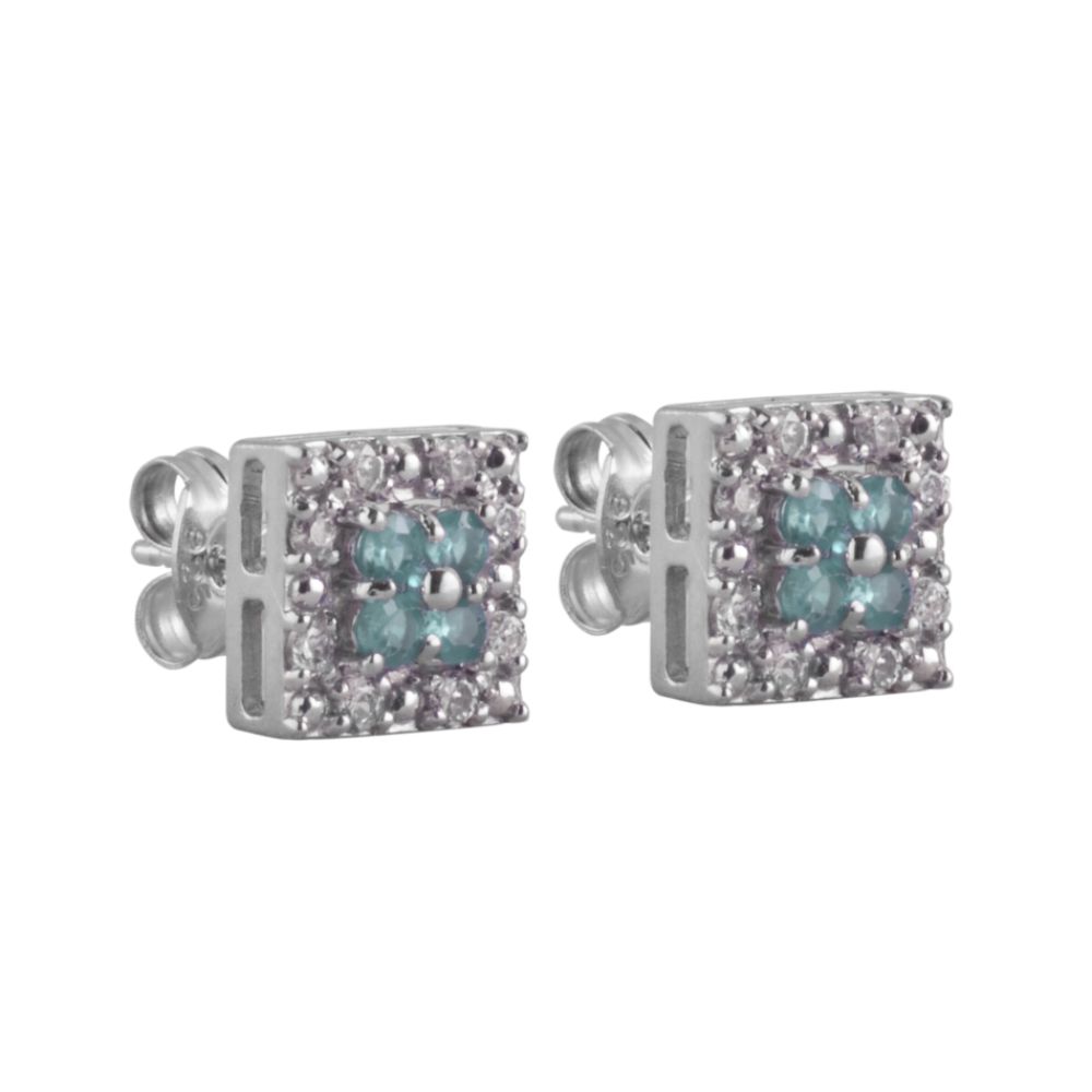 Blue Topaz and White Sapphire Earrings Sterling Silver